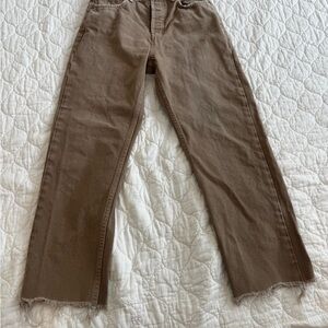 Moussy Khaki High Rise Ankle Jeans